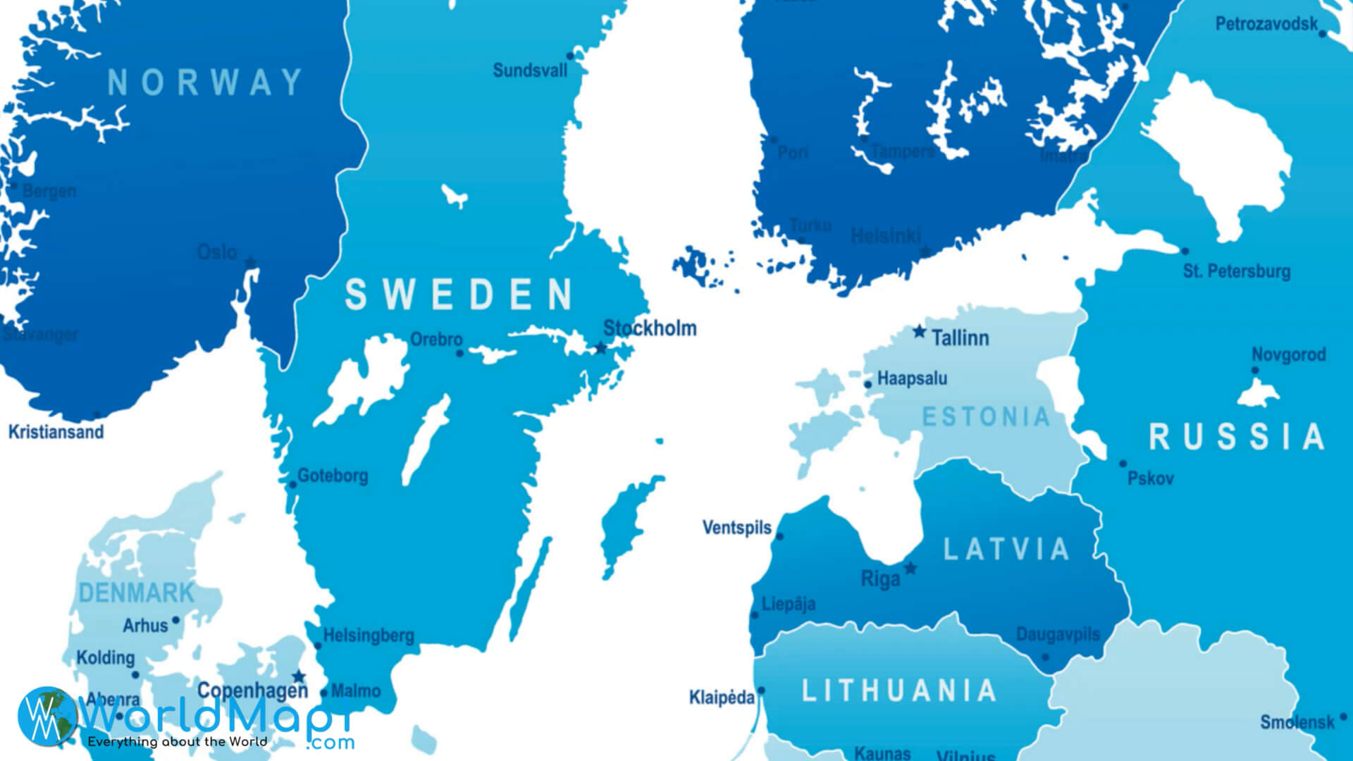 Baltic Countries Map with Latvia